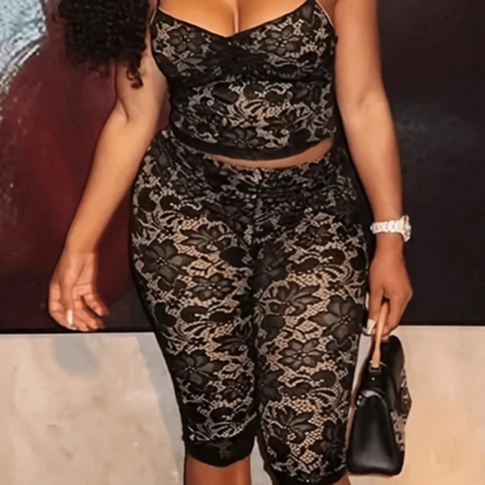 Black Lace Two-Piece Set